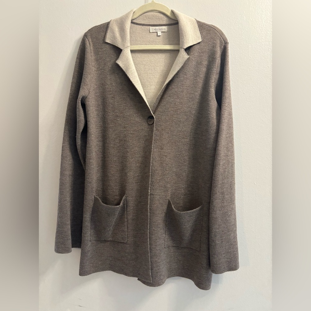 Dolce Stella Elegant Brown Cardigan with Pockets Made in Italy Size L